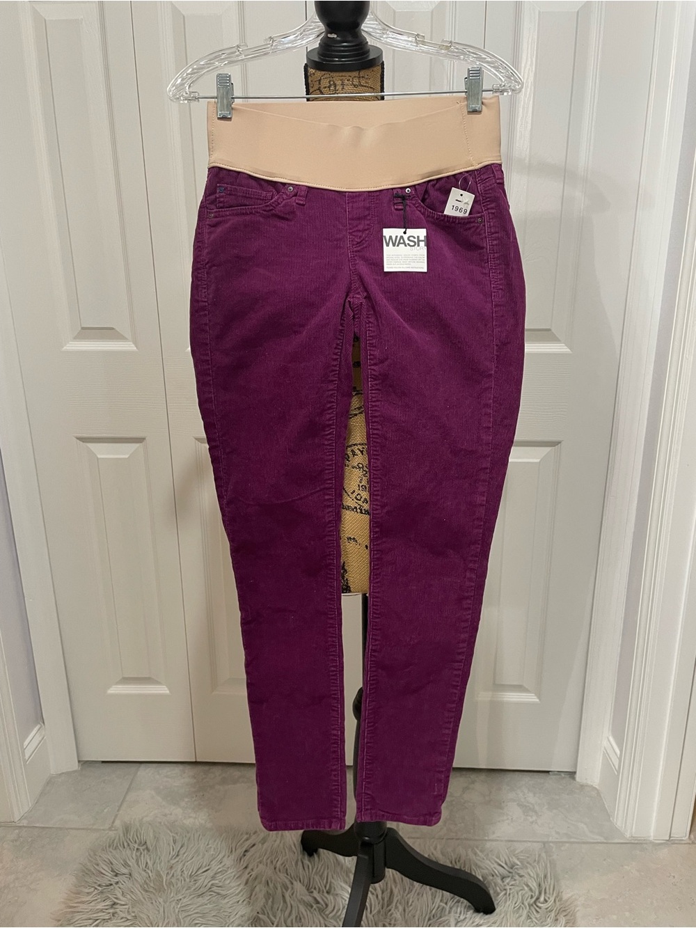 GAP Plum Skinny Maternity Jeans with Beige Stretch Waistband
